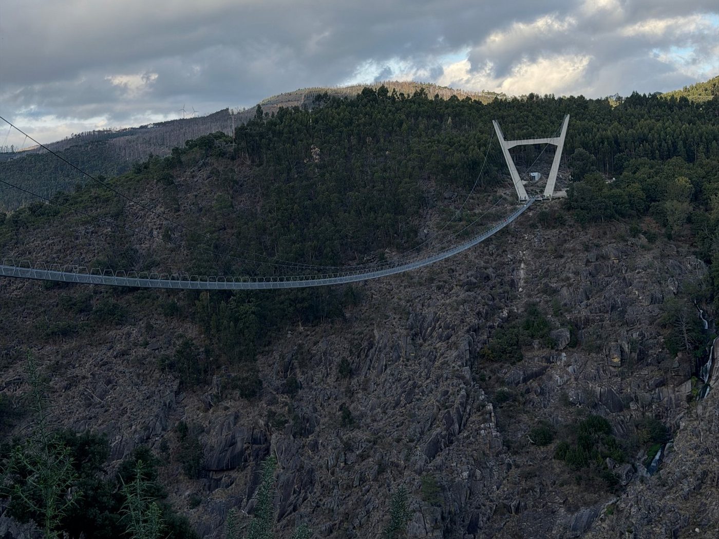 The 516 Arouca bridge seen from the trail on the far side of the gorge