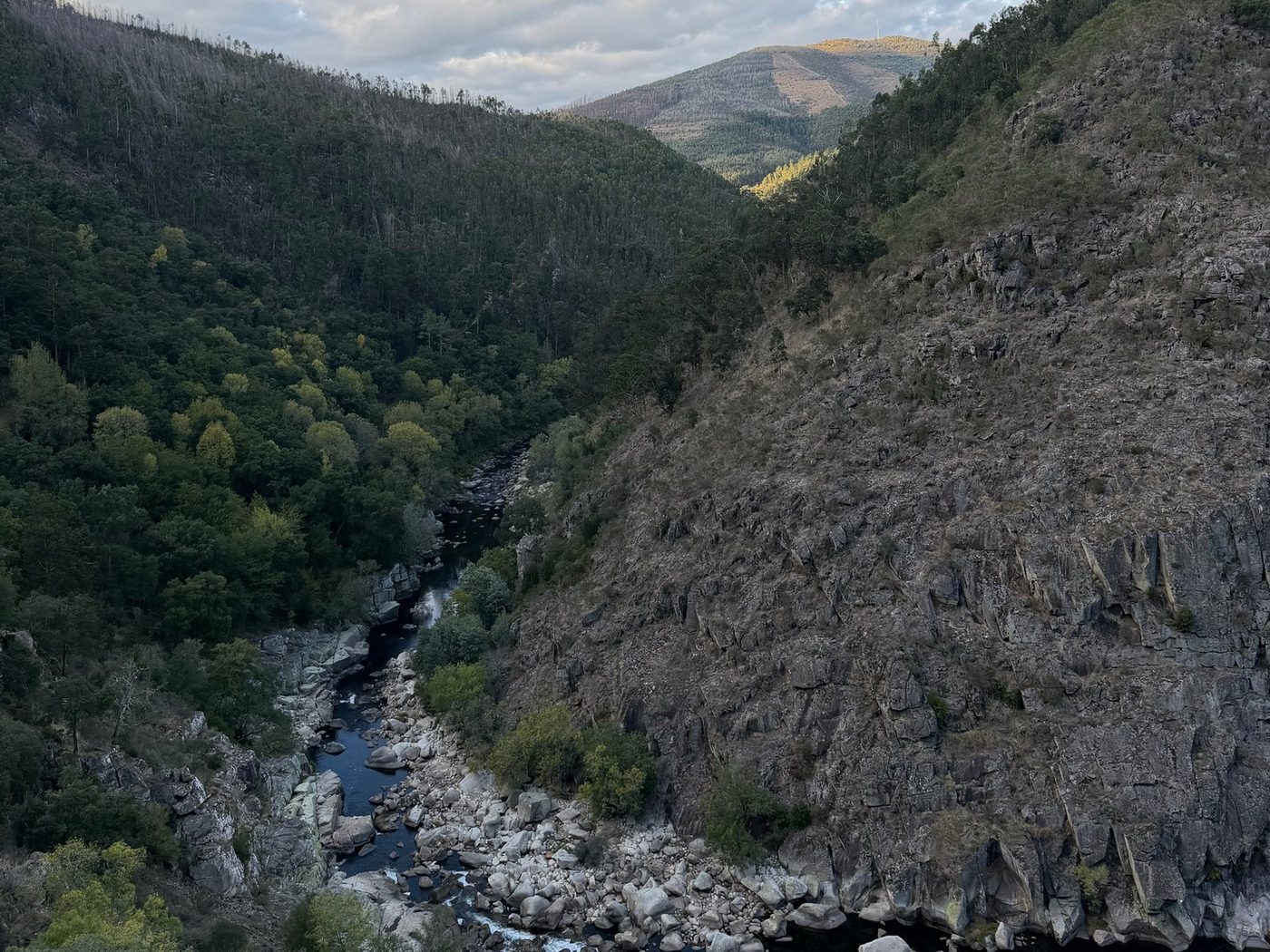 The Paiva river running through its gorge below the walkways