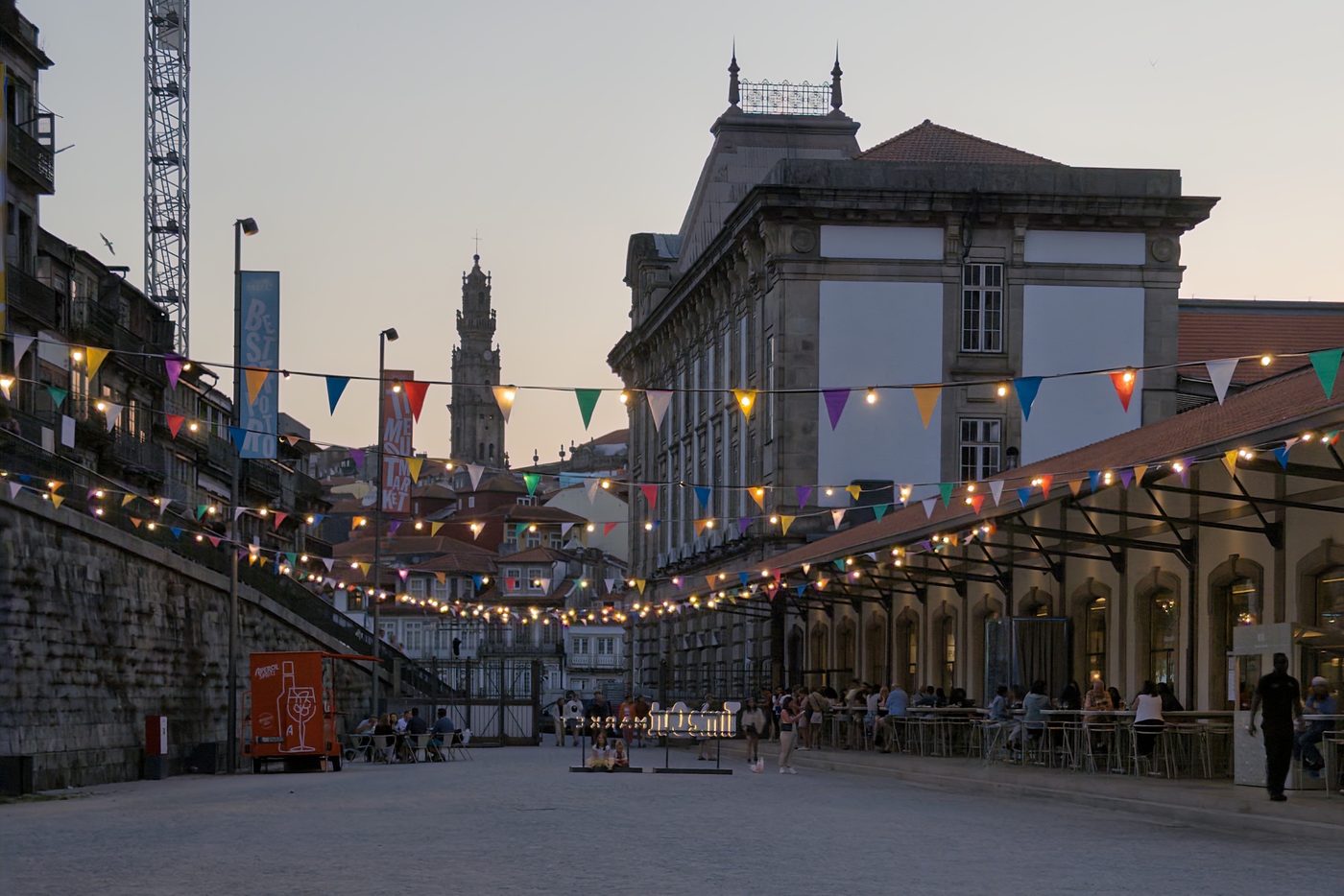Time Out Market Porto, the square at dusk, July 2025