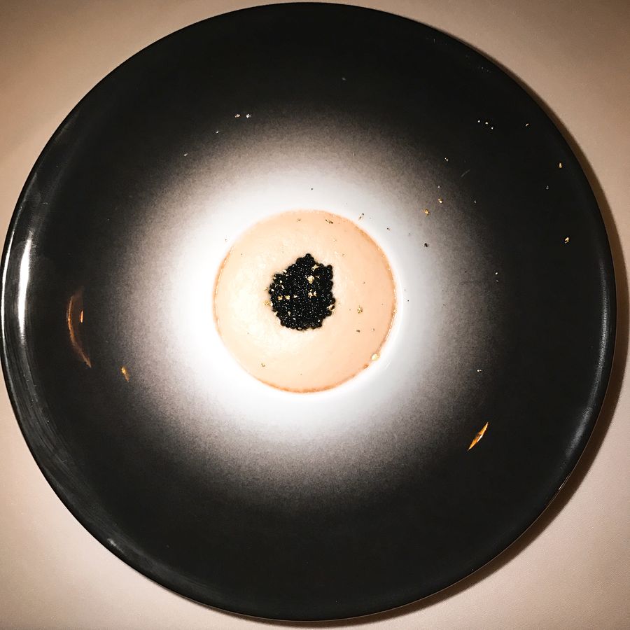 Caviar on cream at Californios, 2017