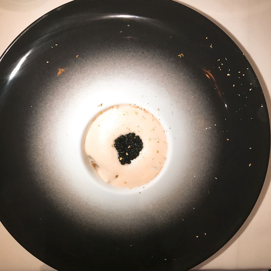 Caviar on cream at Californios, 2017