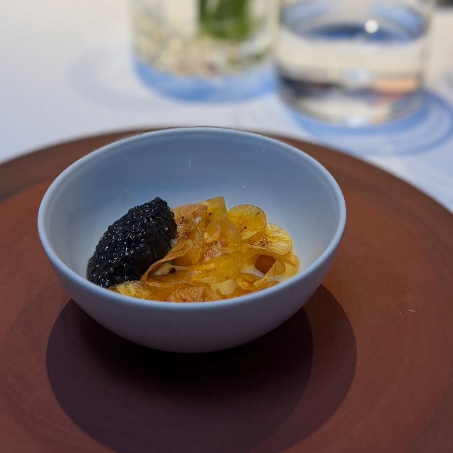 Caviar on cream at Californios, 2026