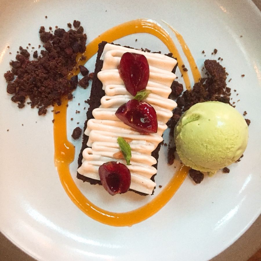 Chocolate birthday cake at Foreign Cinema, 2016