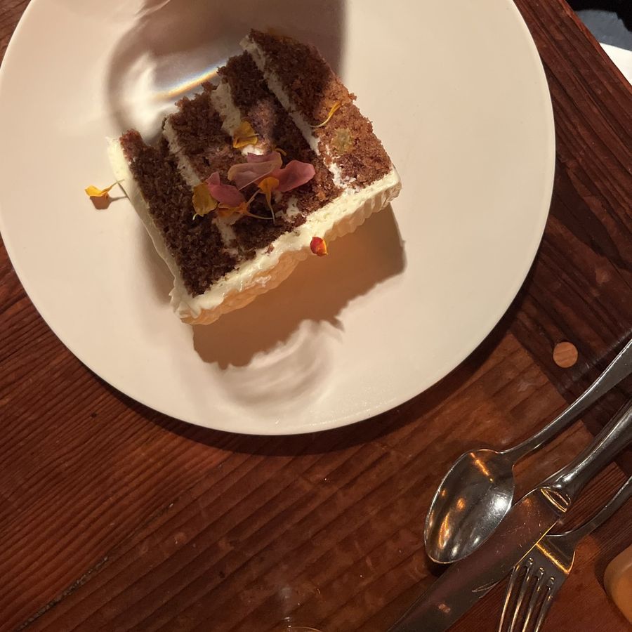 Chocolate birthday cake at Foreign Cinema, 2021