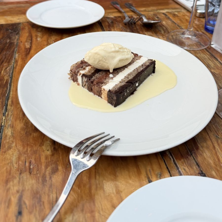 Chocolate birthday cake at Foreign Cinema, 2026