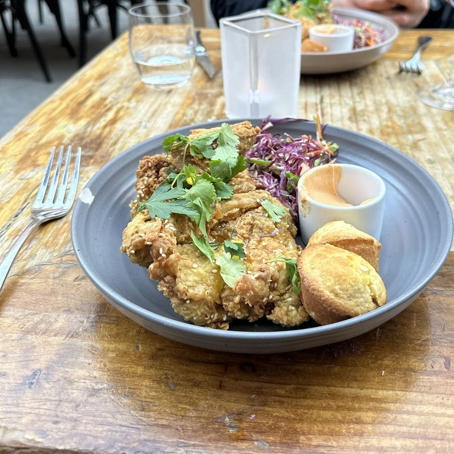 Fried chicken at Foreign Cinema, 2023
