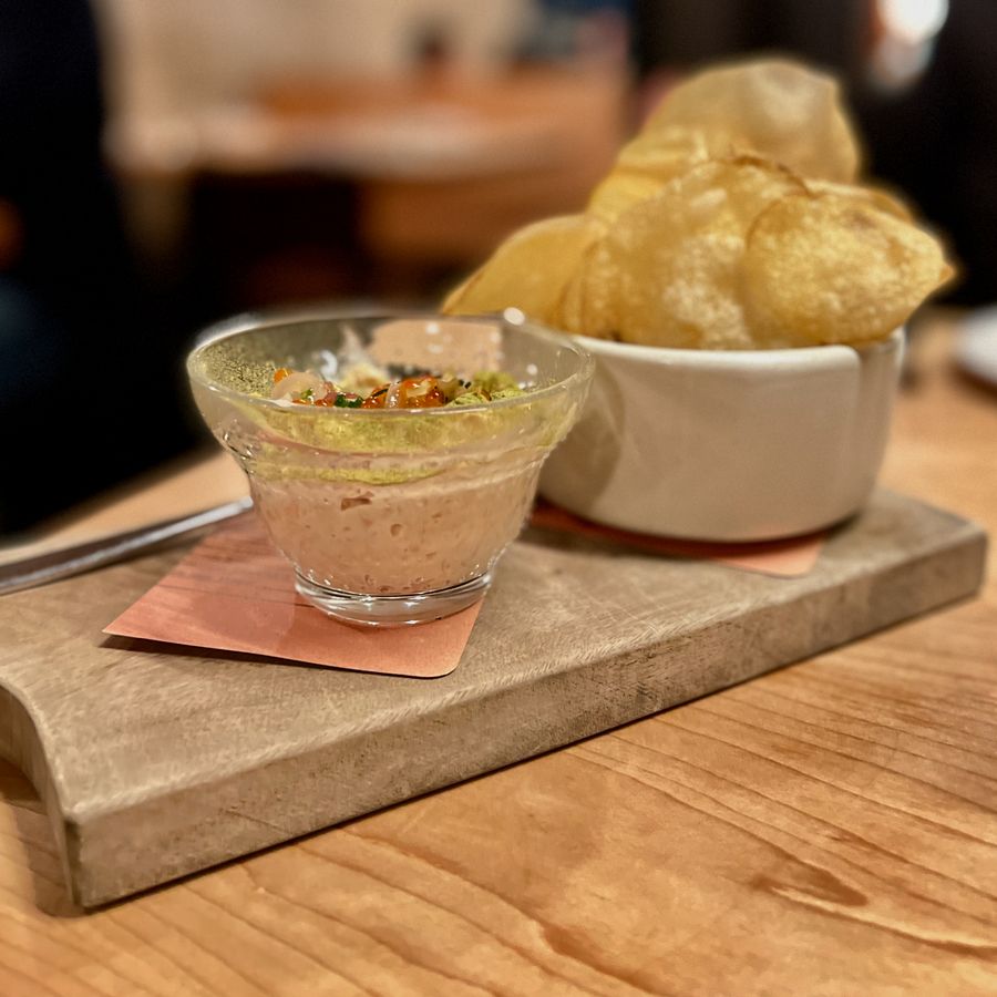 Smoked trout chip and dip at State Bird Provisions, 2021
