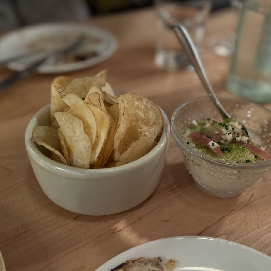 Smoked trout chip and dip at State Bird Provisions, 2022