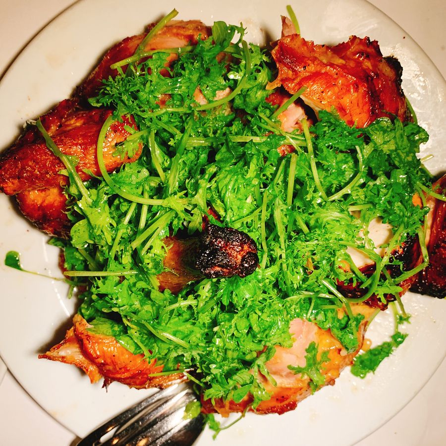 Roast chicken with bread salad at Zuni Café, 2018